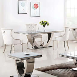 Arial Dining Table – Modern Minimalist Design - Light Grey Marble / 1.8 M - thumbnail 1