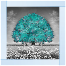 LS273 Blue Oak Tree - 40x40 / White Lyon / Liquid Art - thumbnail 5