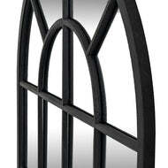 Black Wood Arched Window Style Mirror - thumbnail 2