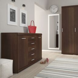 Imperial 2 Door 5 Drawer Sideboard in Dark Mahogany Melamine - thumbnail 1