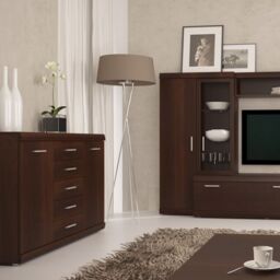 Imperial 2 Door 5 Drawer Sideboard in Dark Mahogany Melamine - thumbnail 4