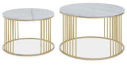 Carlton White Marble & Gold Frame Nest of Two Tables - thumbnail 1
