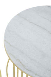 Carlton White Marble & Gold Frame Nest of Two Tables - thumbnail 5