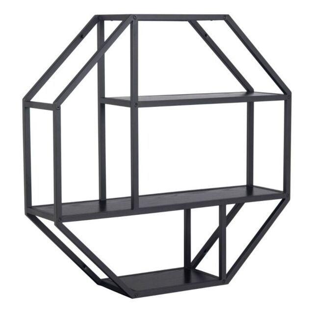 Seaford Octagonal Metal Wall Shelf in Matte Black - image 1