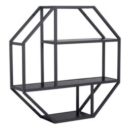 Seaford Octagonal Metal Wall Shelf in Matte Black - thumbnail 1