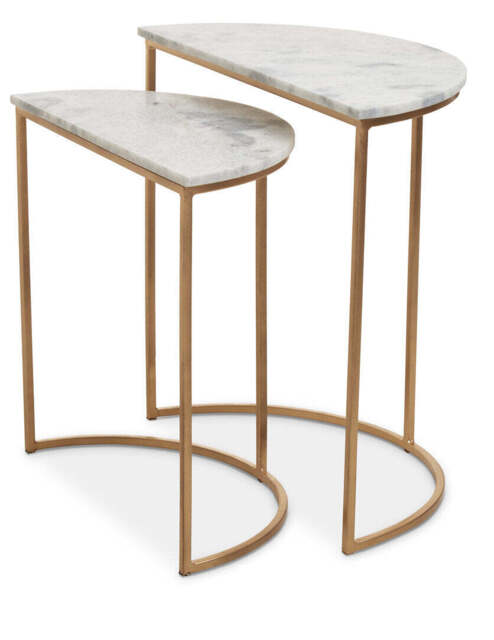 Kingsley White Marble Semi-Circle Nest (Set of 2) - image 1