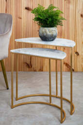 Kingsley White Marble Semi-Circle Nest (Set of 2) - thumbnail 6