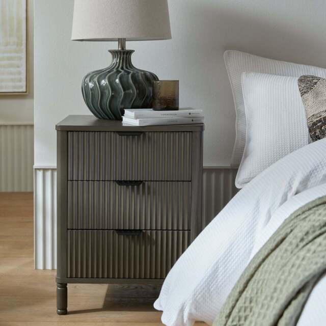 Reed Collection Modern Bedside Table with 3 Drawers - image 1