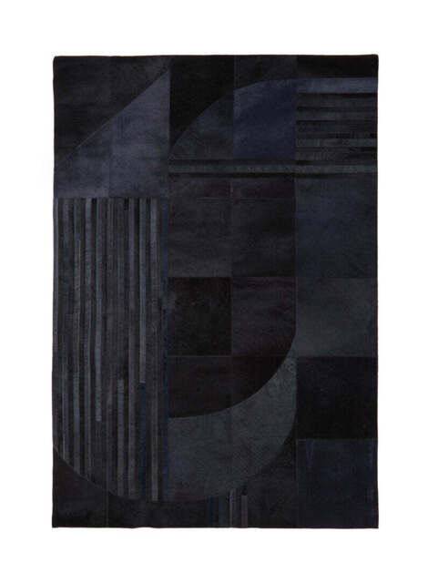 Oakridge Safira Leather Rug – Black & Grey Deco Print (Small) - image 1