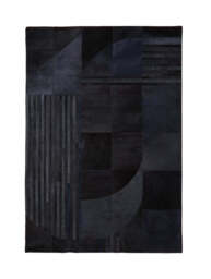 Oakridge Safira Leather Rug – Black & Grey Deco Print (Small) - thumbnail 1