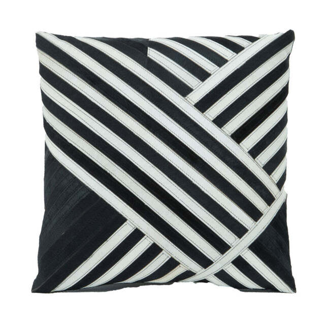 Oakridge Safira Leather Cushion – Black & White Stripe - image 1