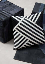 Oakridge Safira Leather Cushion – Black & White Stripe - thumbnail 5