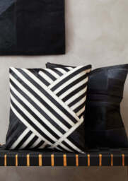 Oakridge Safira Leather Cushion – Black & White Stripe - thumbnail 6