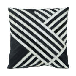Oakridge Safira Leather Cushion – Black & White Stripe - thumbnail 1