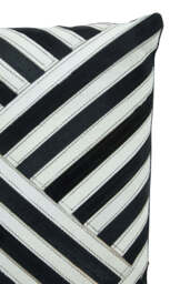Oakridge Safira Leather Cushion – Black & White Stripe - thumbnail 3