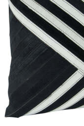 Oakridge Safira Leather Cushion – Black & White Stripe - thumbnail 4