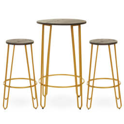 Mirador Bar Table & Stool Set – Gold Finish (3Pc) - thumbnail 1