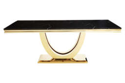 Snowdrop Dining Table – Black Marble (Rectangular) - thumbnail 1