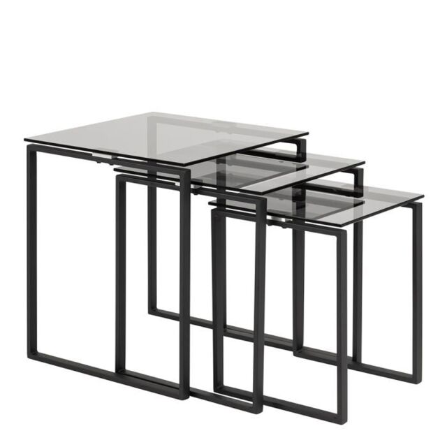 Katrine Nest of Tables with Smoked Glass Top Set of 3 - image 1