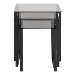 Katrine Nest of Tables with Smoked Glass Top Set of 3 - thumbnail 3
