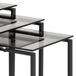 Katrine Nest of Tables with Smoked Glass Top Set of 3 - thumbnail 4