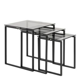 Katrine Nest of Tables with Smoked Glass Top Set of 3 - thumbnail 1
