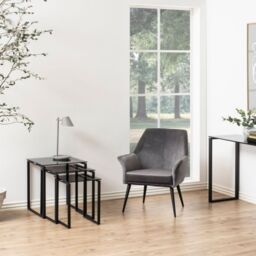 Katrine Nest of Tables with Smoked Glass Top Set of 3 - thumbnail 2