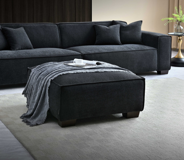 Aluxo Dakota 4 Seater Sofa with Chaise in Midnight Boucle - image 1