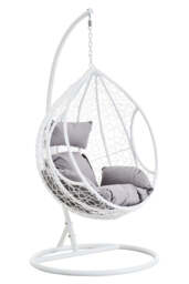 Reed White Hanging Chair with Cut-Out Sides - thumbnail 1