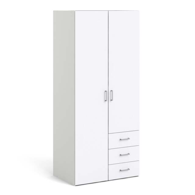 Space Wardrobe with 2 Doors + 3 Drawers in White 1750 - image 1