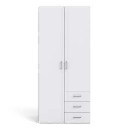Space Wardrobe with 2 Doors + 3 Drawers in White 1750 - thumbnail 2