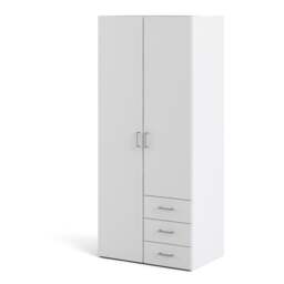 Space Wardrobe with 2 Doors + 3 Drawers in White 1750 - thumbnail 3