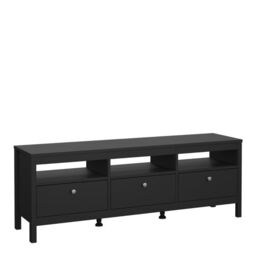 Madrid TV Unit with 3 Drawers in Matte Black Finish - thumbnail 2