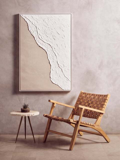 Textured Wall White Natural Art Canvas and Plaster Sundown - image 1