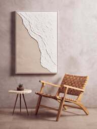 Textured Wall White Natural Art Canvas and Plaster Sundown