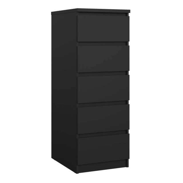 Naia Narrow Chest with 5 Drawers in Black Matt - image 1