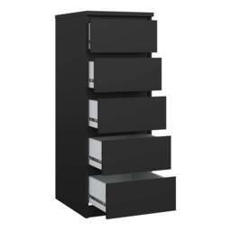 Naia Narrow Chest with 5 Drawers in Black Matt - thumbnail 4