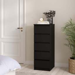 Naia Narrow Chest with 5 Drawers in Black Matt - thumbnail 5