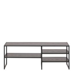 Seaford Black Metal Open TV Unit with 3 Black Shelves - thumbnail 3