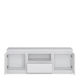 Fribo 2 Door 1 Drawer 136cm Wide TV Cabinet in White - thumbnail 4