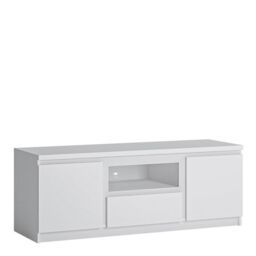 Fribo 2 Door 1 Drawer 136cm Wide TV Cabinet in White - thumbnail 3