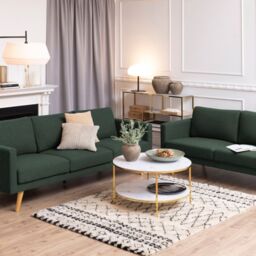 Alisma Round Coffee Table with White Crystal Clear Marble Glass Top & Gold Legs - thumbnail 2