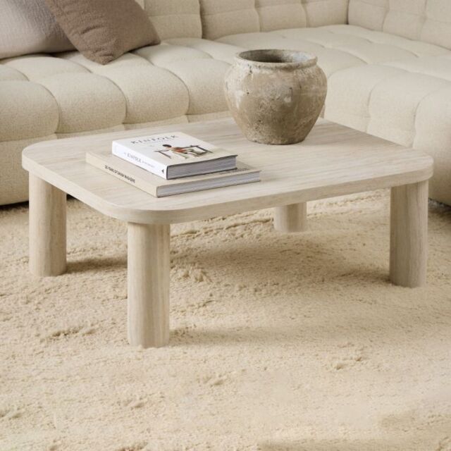 Solano Rectangular Coffee Table in Light Travertine 100x75cm - image 1