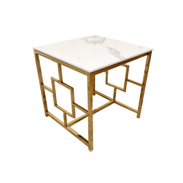 Geo Gold Lamp Table with Polar White Sintered Top - image 1