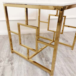 Geo Gold Lamp Table with Polar White Sintered Top - thumbnail 3