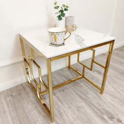 Geo Gold Lamp Table with Polar White Sintered Top - thumbnail 4