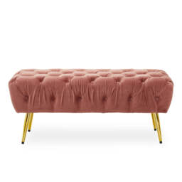 Bellmare Velvet Bench – Dusty Pink with Gold Legs