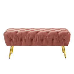 Bellmare Velvet Bench – Dusty Pink with Gold Legs - thumbnail 2