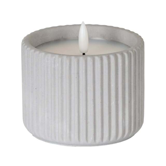 Luxe Collection Natural Glow Medium Chalk Ribbed LED Candle - image 1