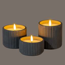 Luxe Collection Natural Glow Medium Chalk Ribbed LED Candle - thumbnail 4